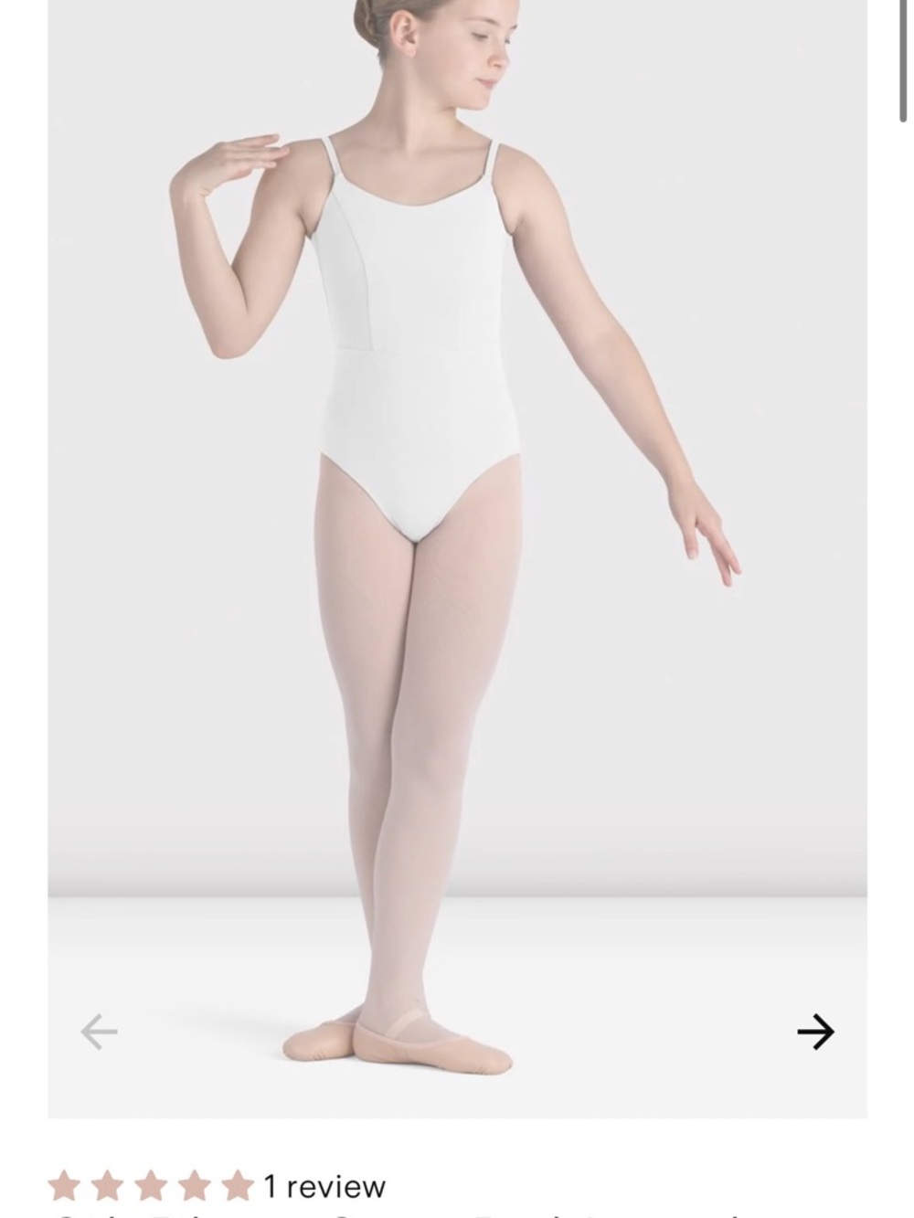 Bloch Girls' Rihanna Scoop Back Leotard Child Size 8-10 White